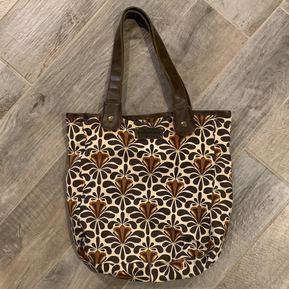 Billabong Brown and Cream Patterned Tote